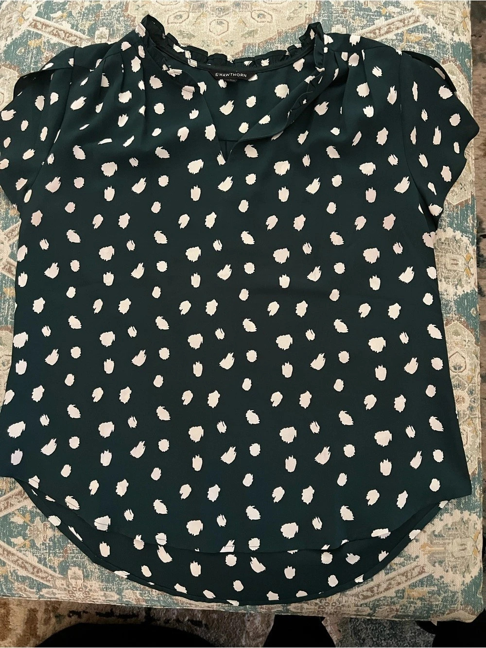 41 Hawthorn Abstract Print Short Sleeve Blouse Large